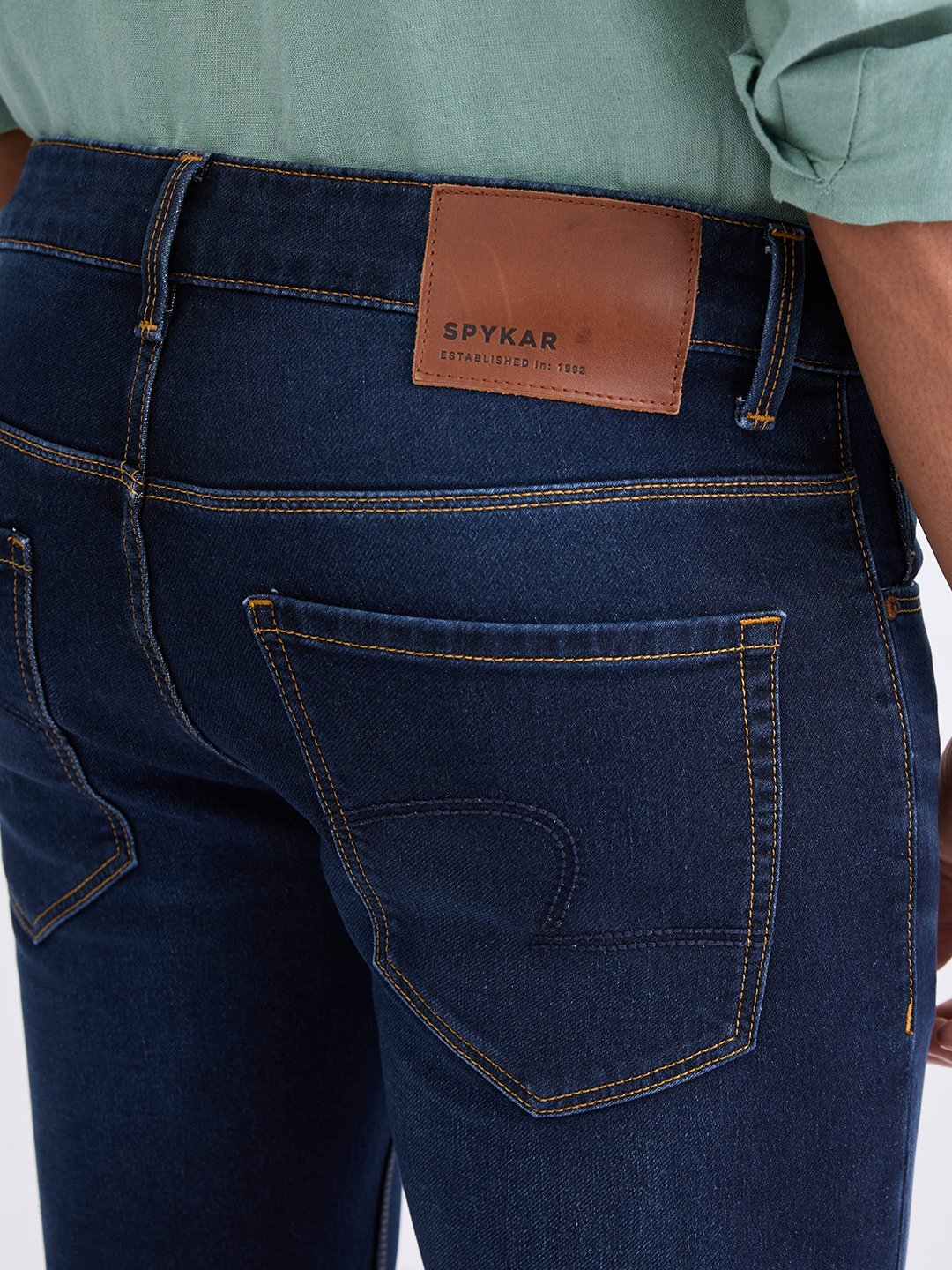 Men Jeans Slim Fit Dark Blue Low Rise
