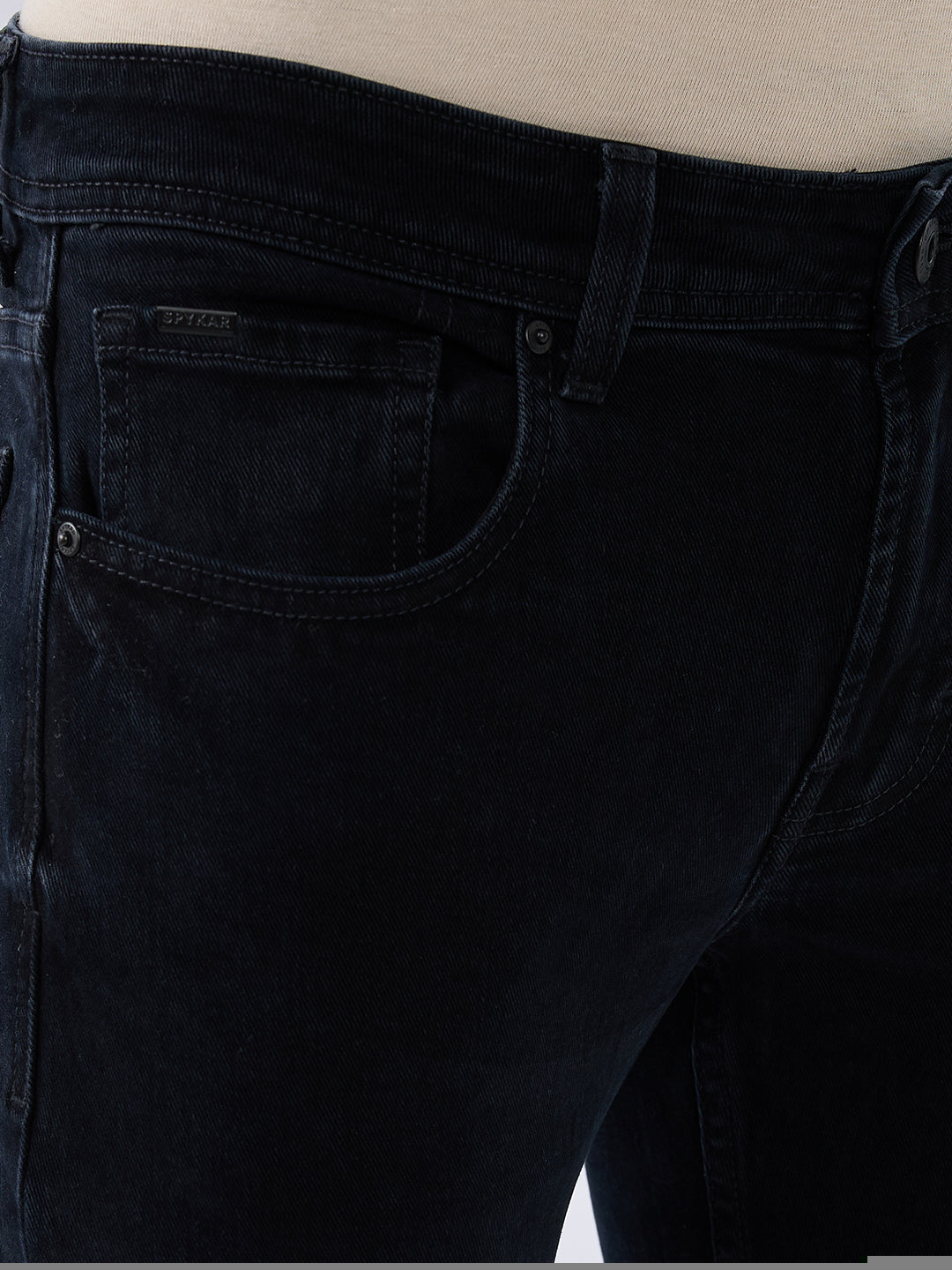 Spykar Carbon Black Slim Fit Low Rise Jeans For Men
