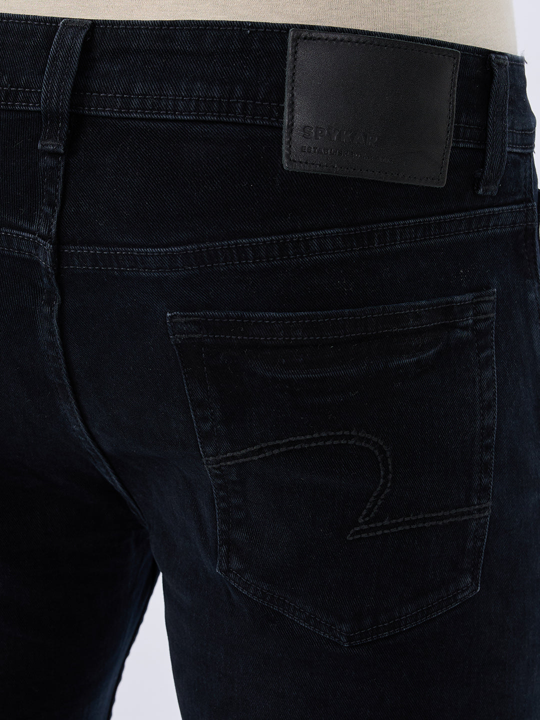 Spykar Carbon Black Slim Fit Low Rise Jeans For Men