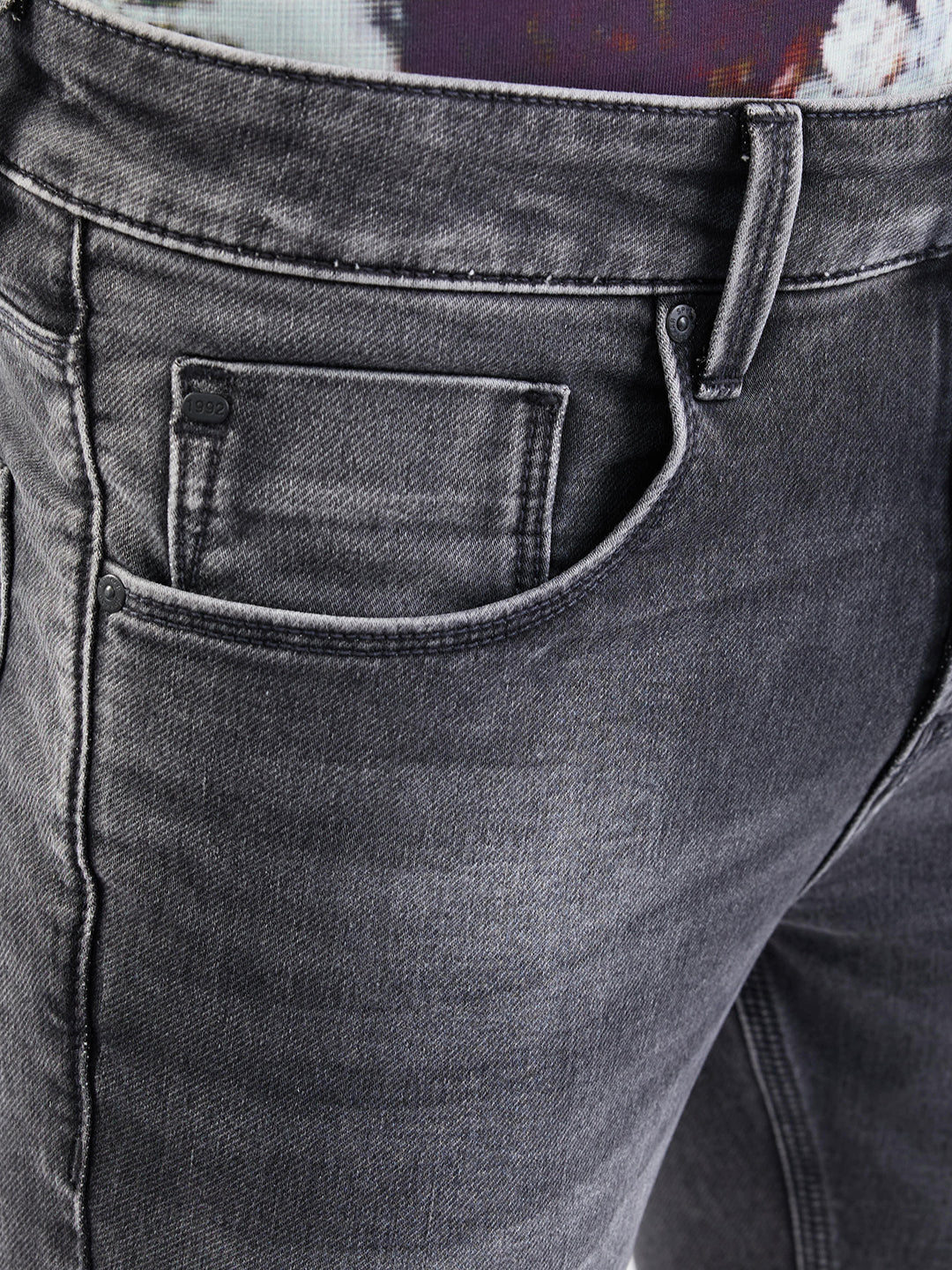 Spykar Charcoal Black Low Rise Slim Fit Casual Jeans For Men