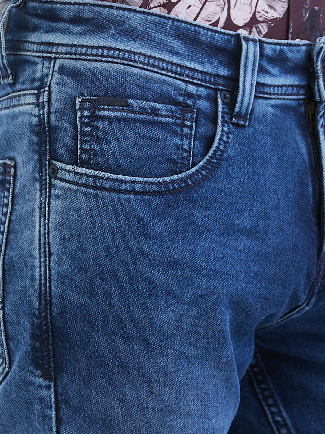 Men Jeans Slim Fit Blue Low Rise