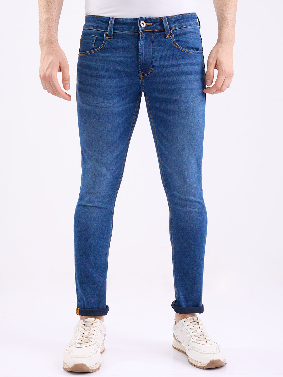 Men Jeans Slim Fit Blue Low Rise