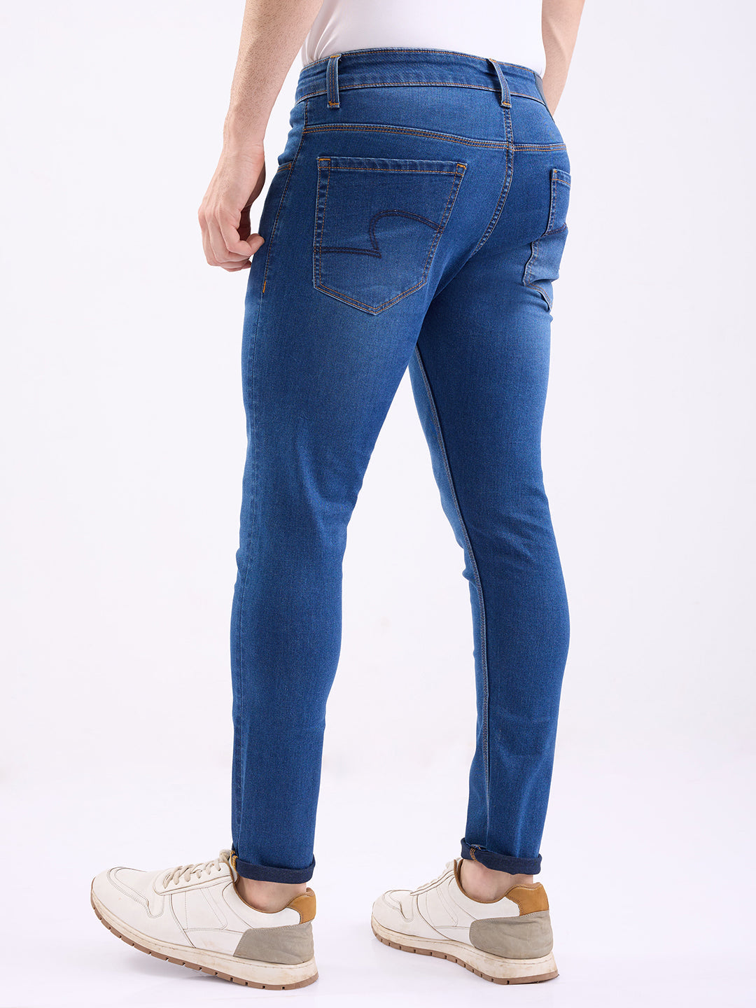 Spykar Mid Blue Low Rise Slim Fit Casual Jeans For Men