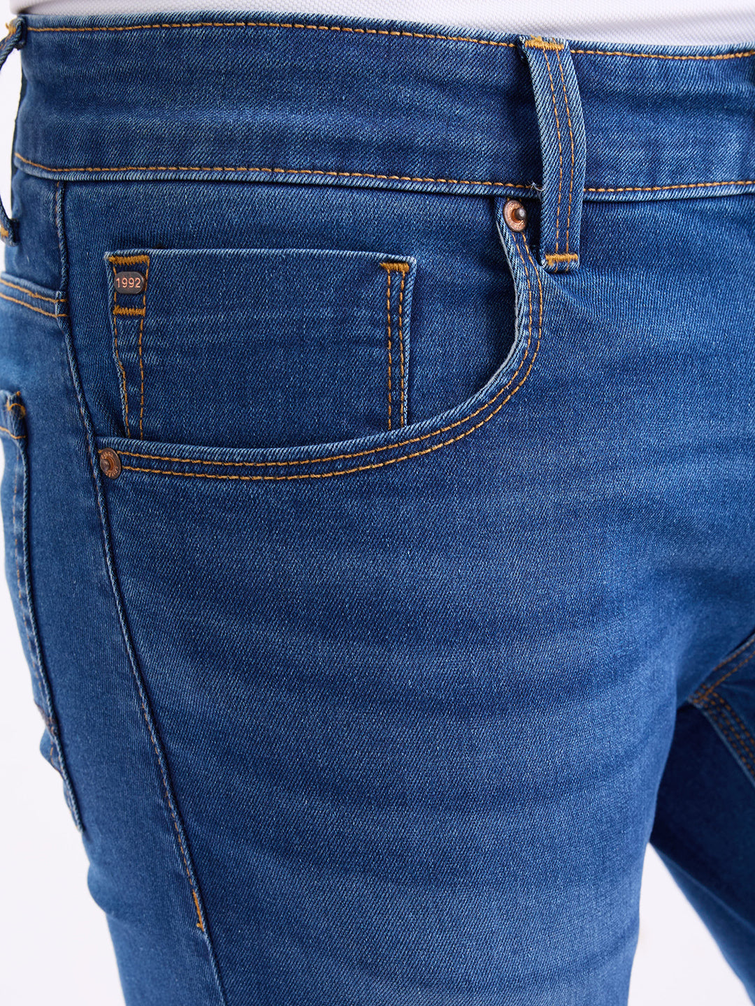 Spykar Mid Blue Low Rise Slim Fit Casual Jeans For Men