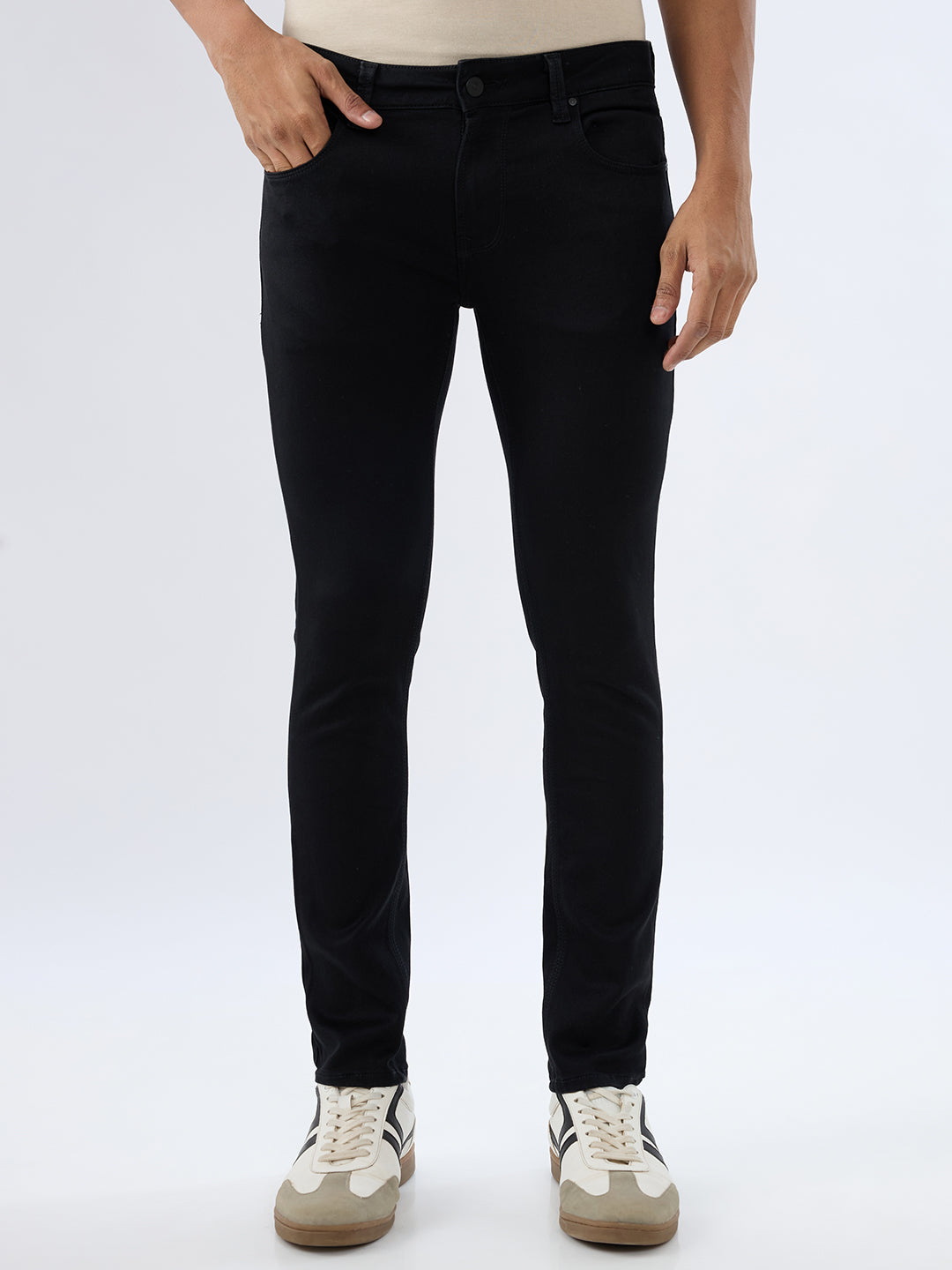 Spykar Black Slim Fit Low Rise Jeans For Men