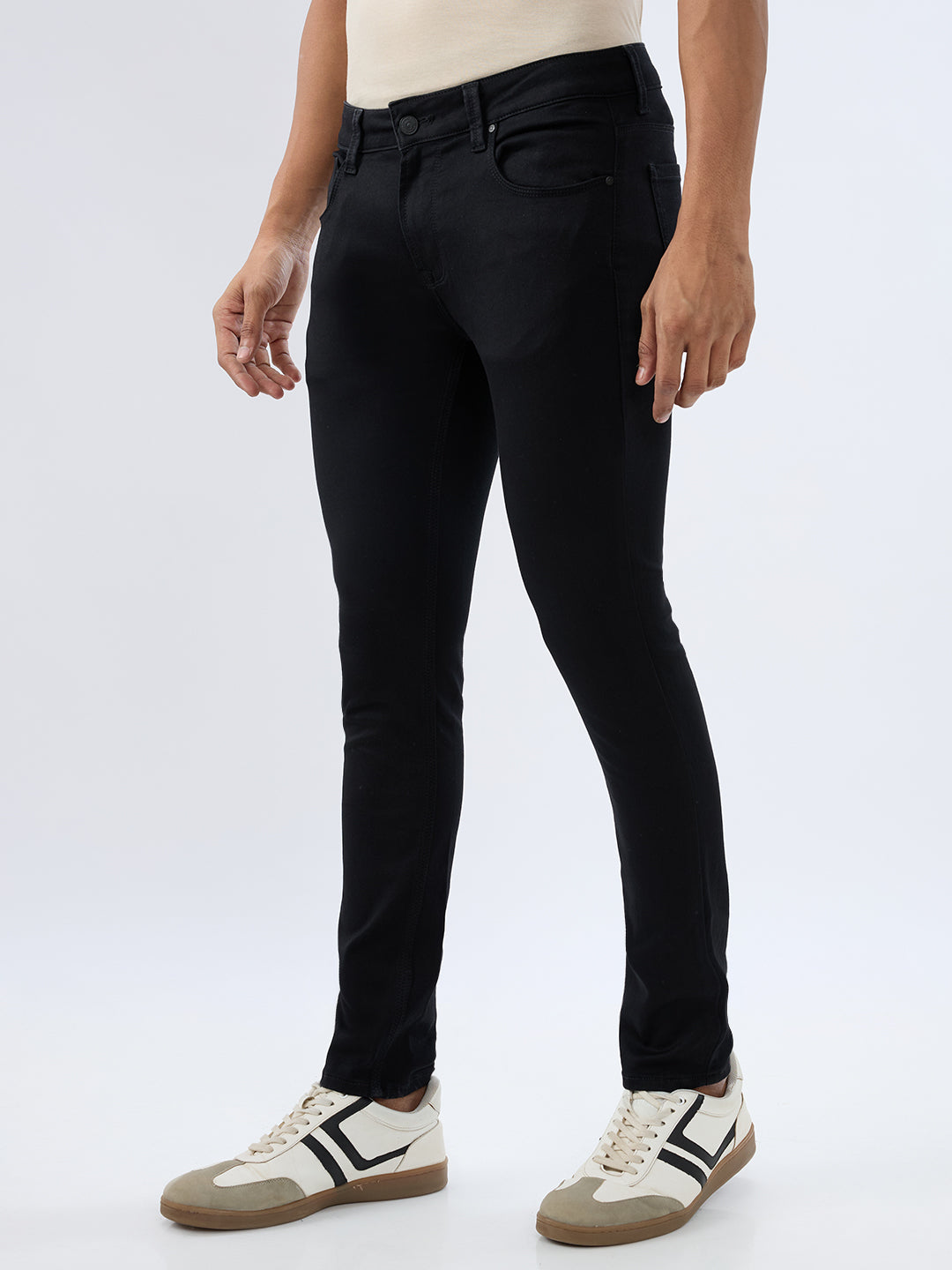Spykar Black Slim Fit Low Rise Jeans For Men