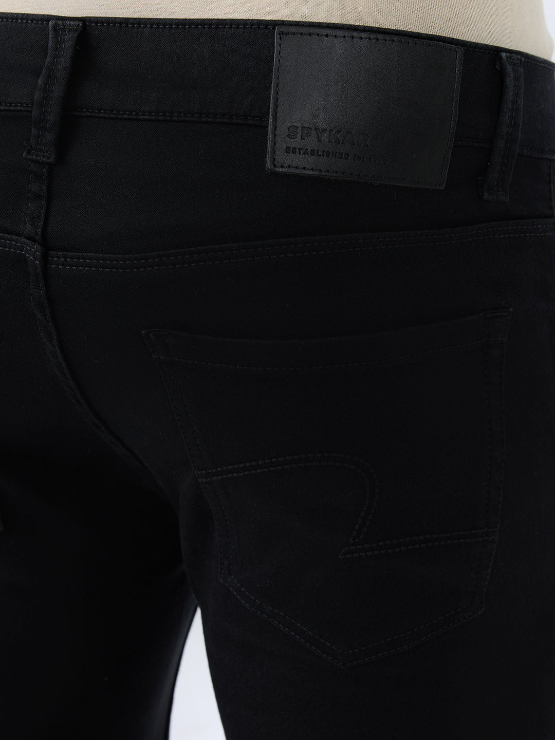 Spykar Black Slim Fit Low Rise Jeans For Men