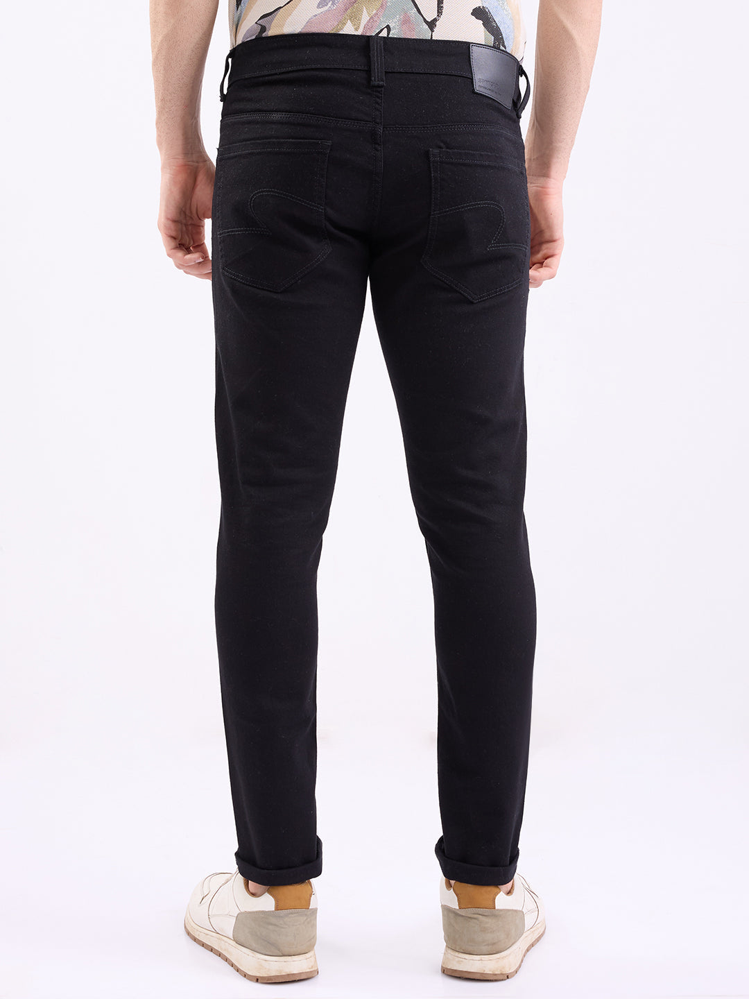Men Jeans Slim Fit Black Low Rise