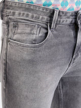 Men Jeans Slim Fit Grey Low Rise