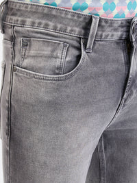 Men Jeans Slim Fit Grey Low Rise