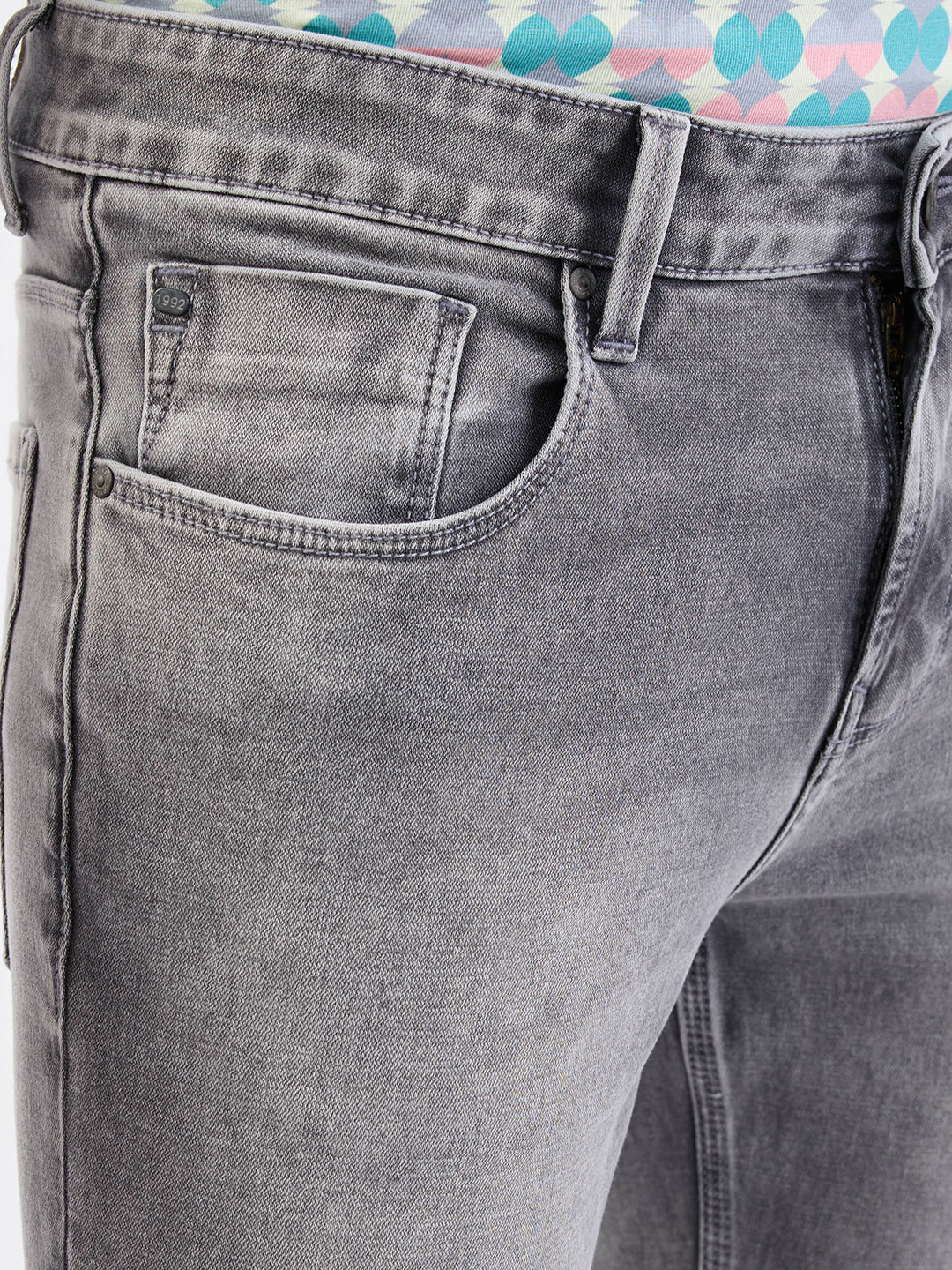 Men Jeans Slim Fit Grey Low Rise
