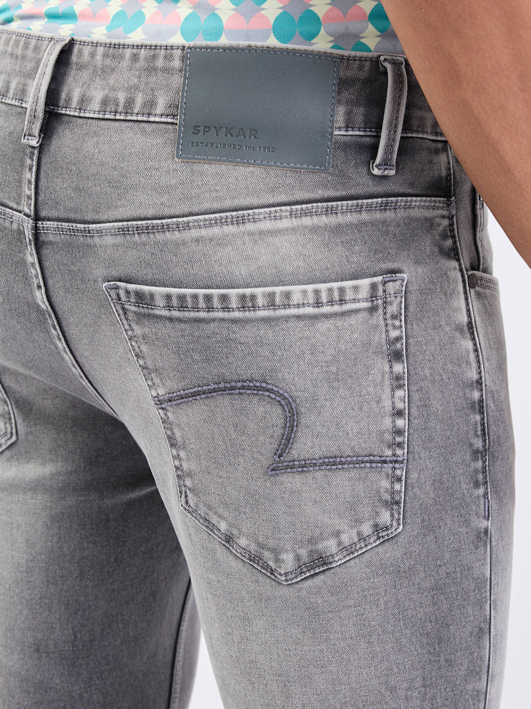 Spykar Grey Low Rise Slim Fit Casual Jeans For Men