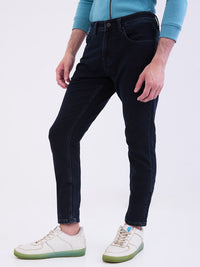 Men Jeans Slim Fit Dark Blue Low Rise