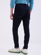 Men Jeans Slim Fit Dark Blue Low Rise