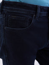 Men Jeans Slim Fit Dark Blue Low Rise