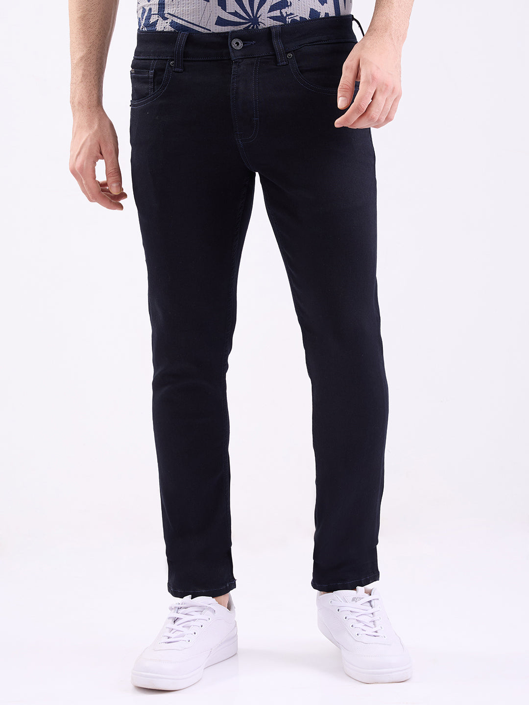 Men Jeans Slim Fit Blue Low Rise