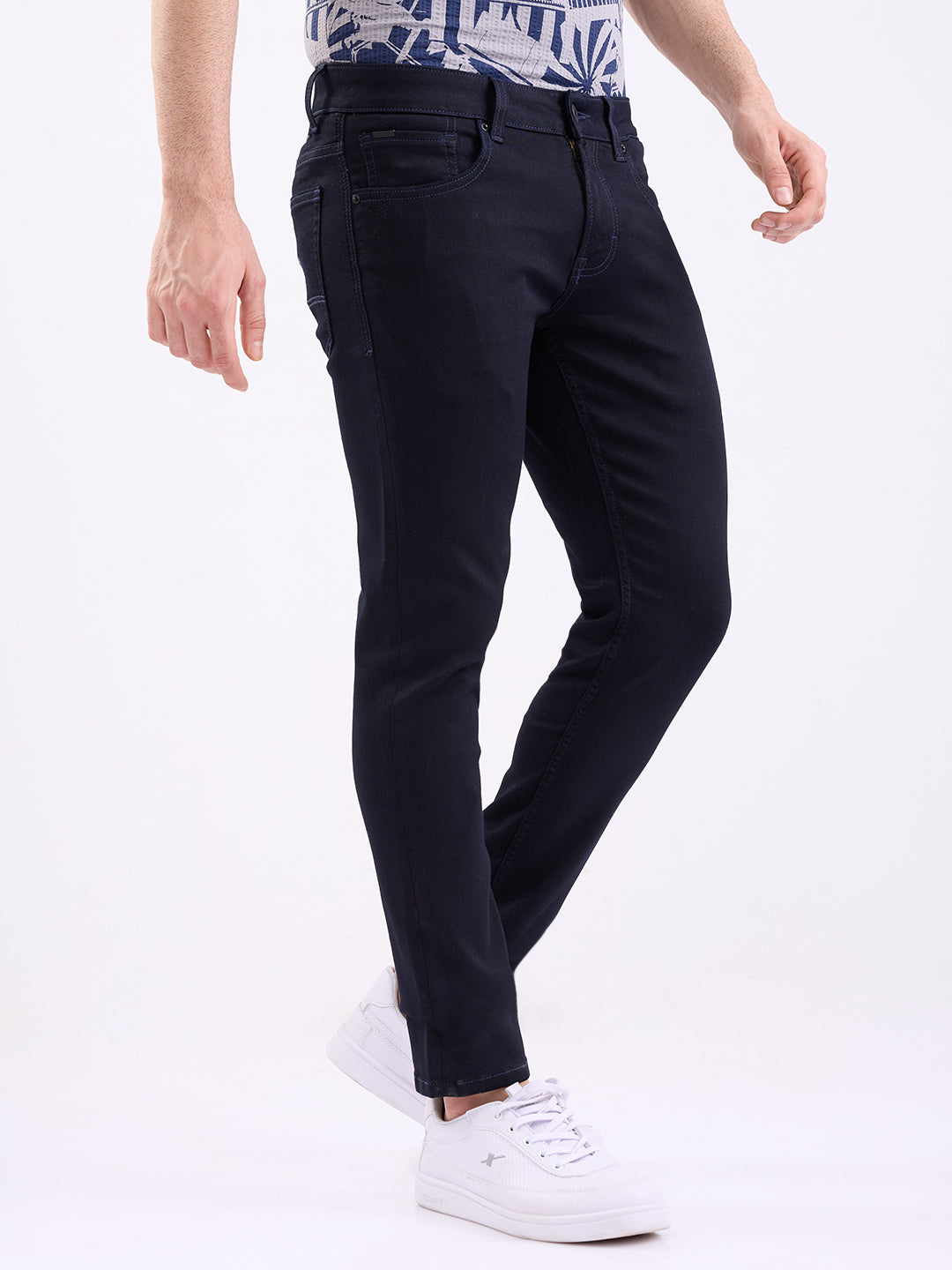 Men Jeans Slim Fit Blue Low Rise