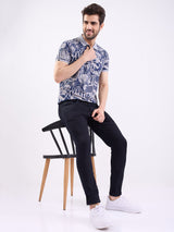 Men Jeans Slim Fit Blue Low Rise