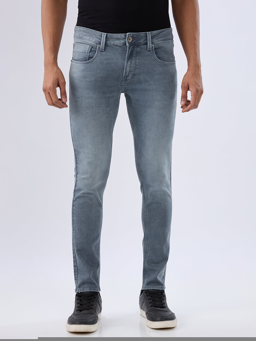 Spykar Grey Slim Fit Low Rise Jeans For Men