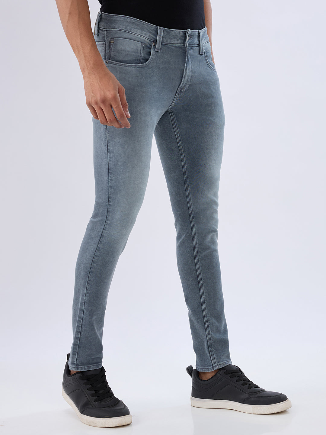 Spykar Grey Slim Fit Low Rise Jeans For Men