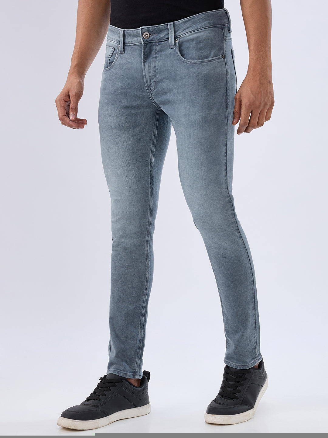 Spykar Grey Slim Fit Low Rise Jeans For Men