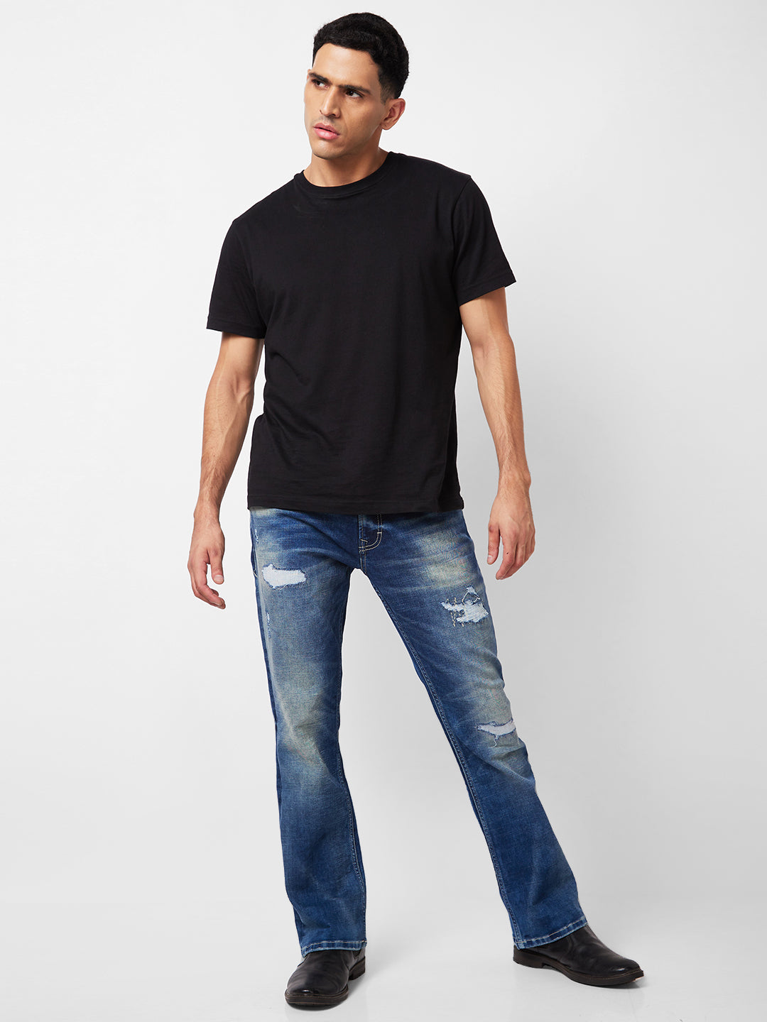 Spykar Men Blue Cotton Mid Rise Jeans