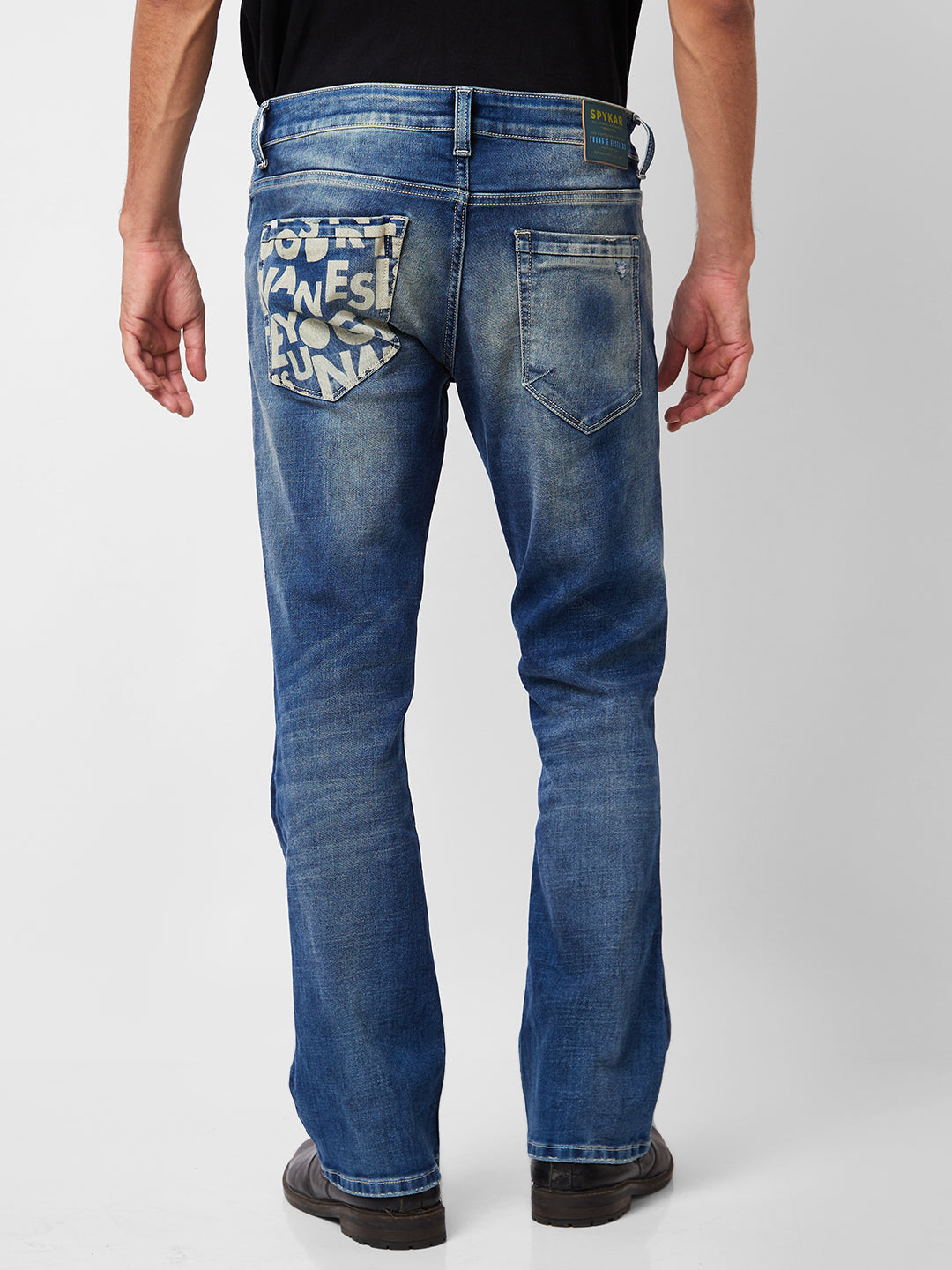 Spykar Men Blue Cotton Mid Rise Jeans