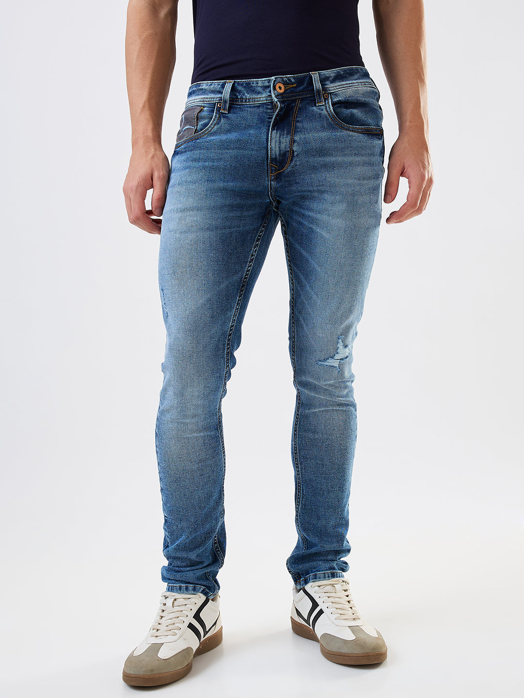 Men Kano Jeans Slim Fit Mid Blue Low Rise