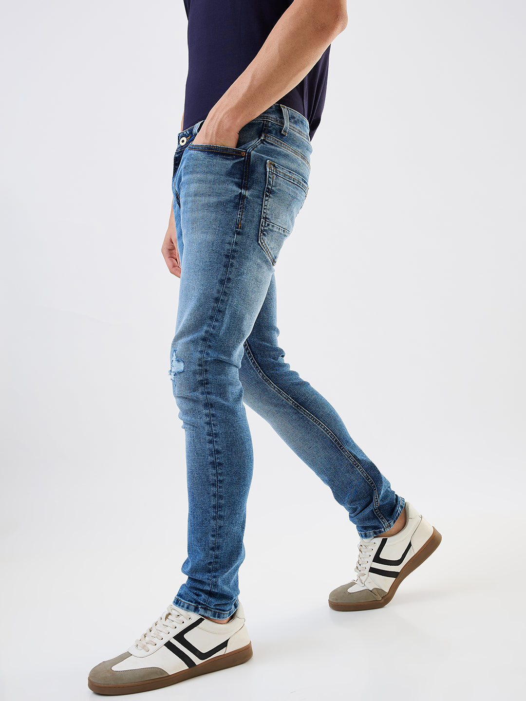 Men Kano Jeans Slim Fit Mid Blue Low Rise