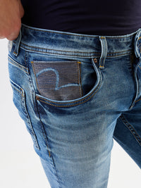 Men Kano Jeans Slim Fit Mid Blue Low Rise
