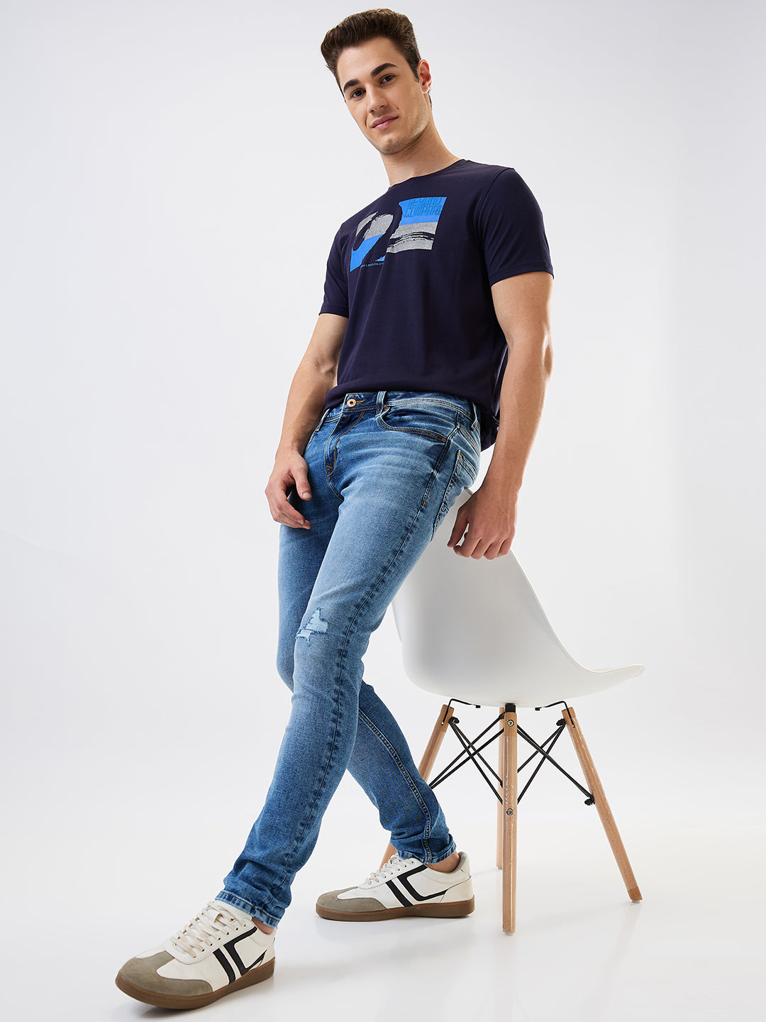 Men Kano Jeans Slim Fit Mid Blue Low Rise