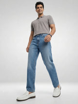 Men Jeans Loose Fit Blue Mid Rise