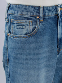 Men Jeans Loose Fit Blue Mid Rise