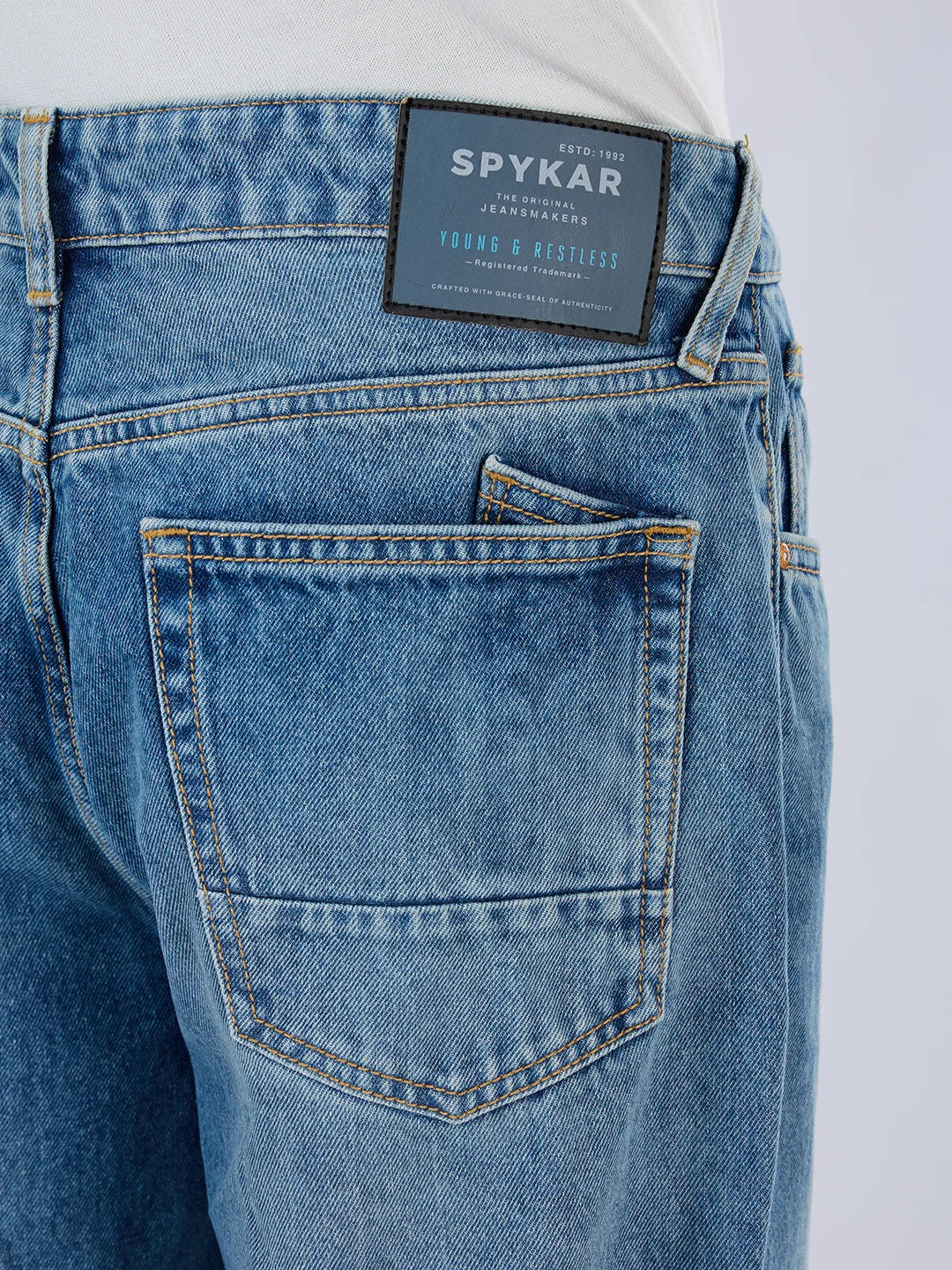 Men Jeans Loose Fit Blue Mid Rise