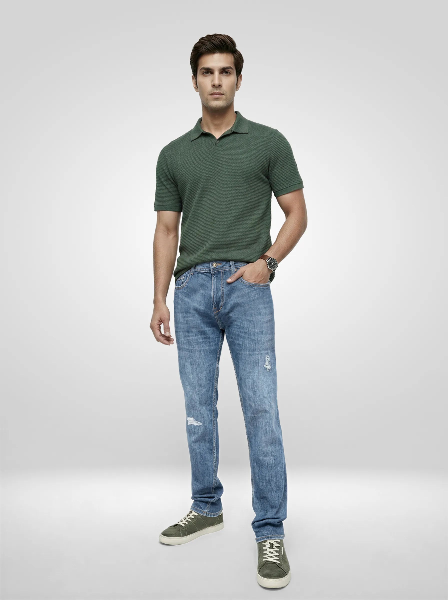 Men Rover Jeans Regular Fit Grey Mid Rise