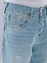 Men Jeans Loose Fit Light Blue Mid Rise