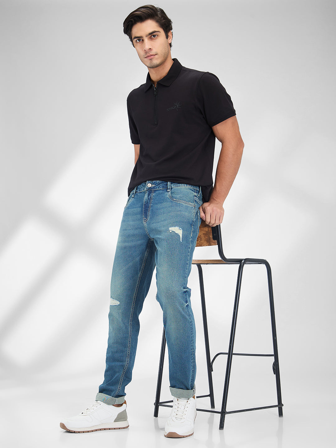 Spykar Blue Skinny Slim Fit Low Rise Jeans For Men