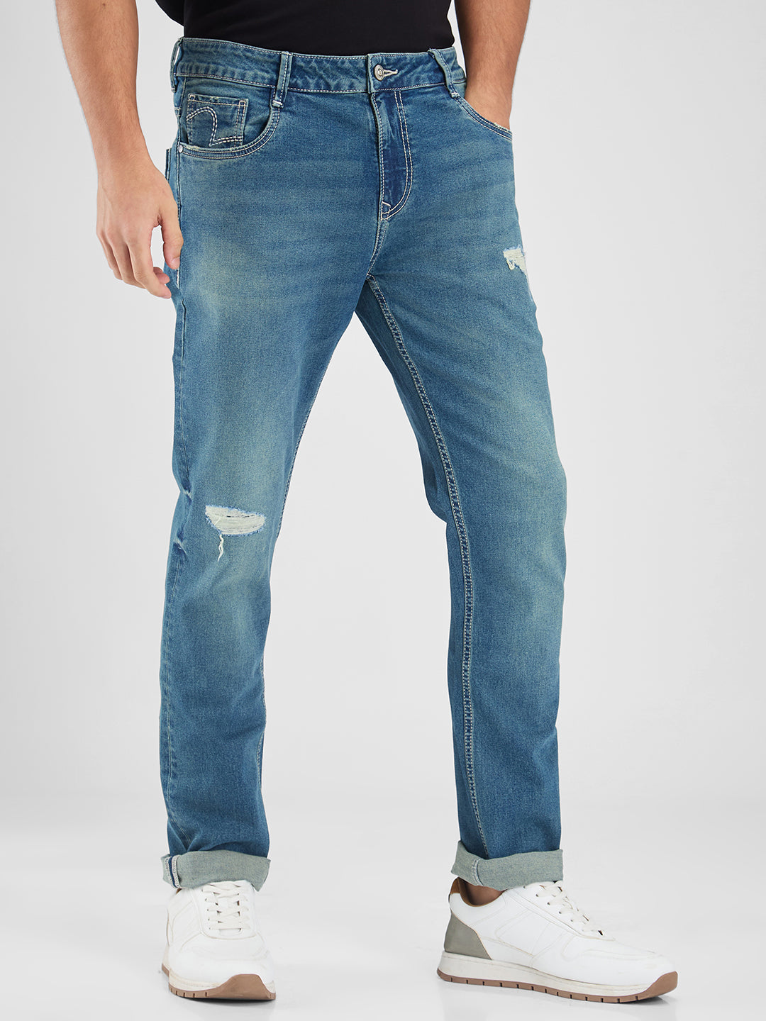 Spykar Blue Skinny Slim Fit Low Rise Jeans For Men