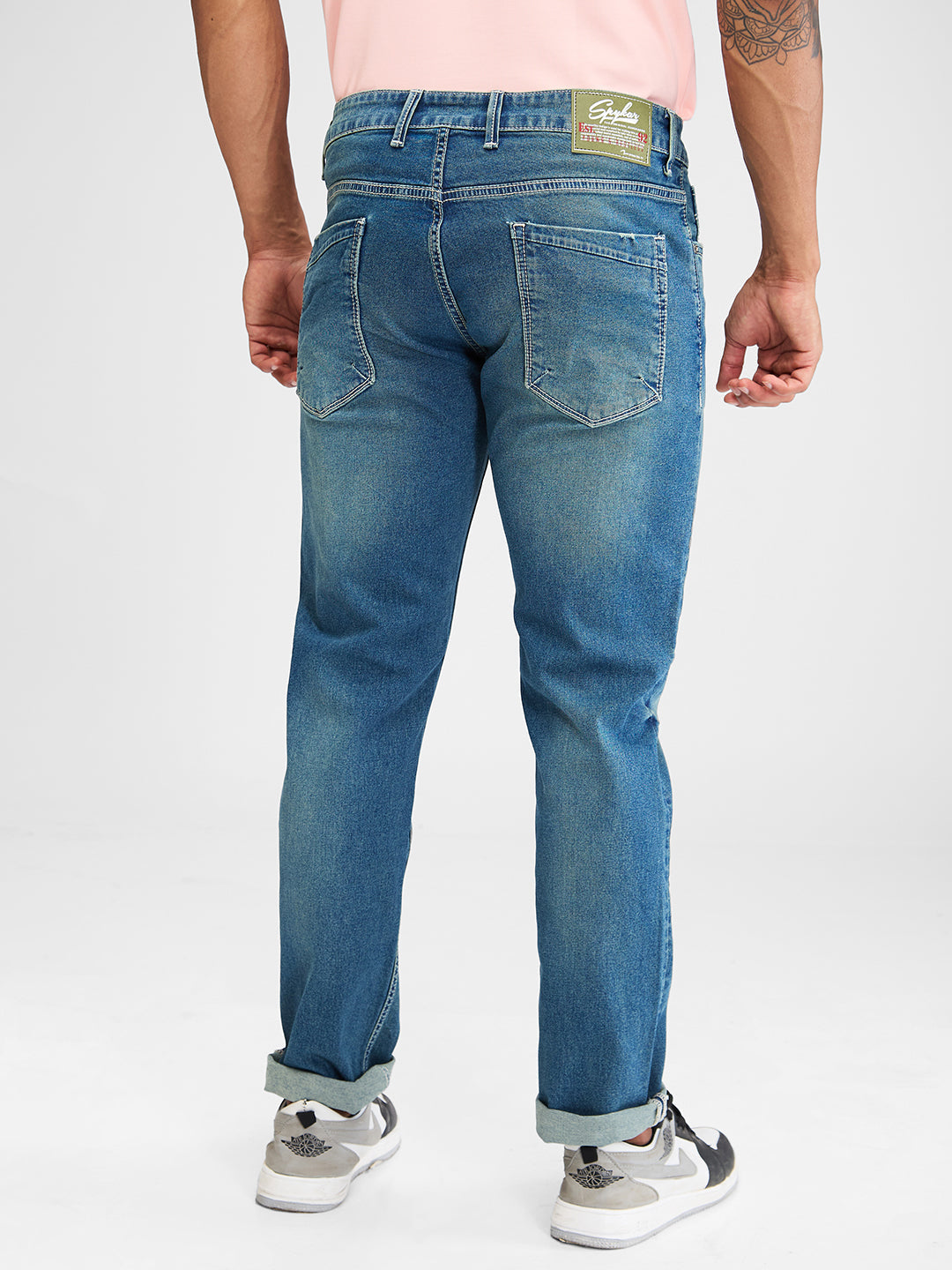 Spykar Blue Comfort Fit Mid Rise Jeans For Men