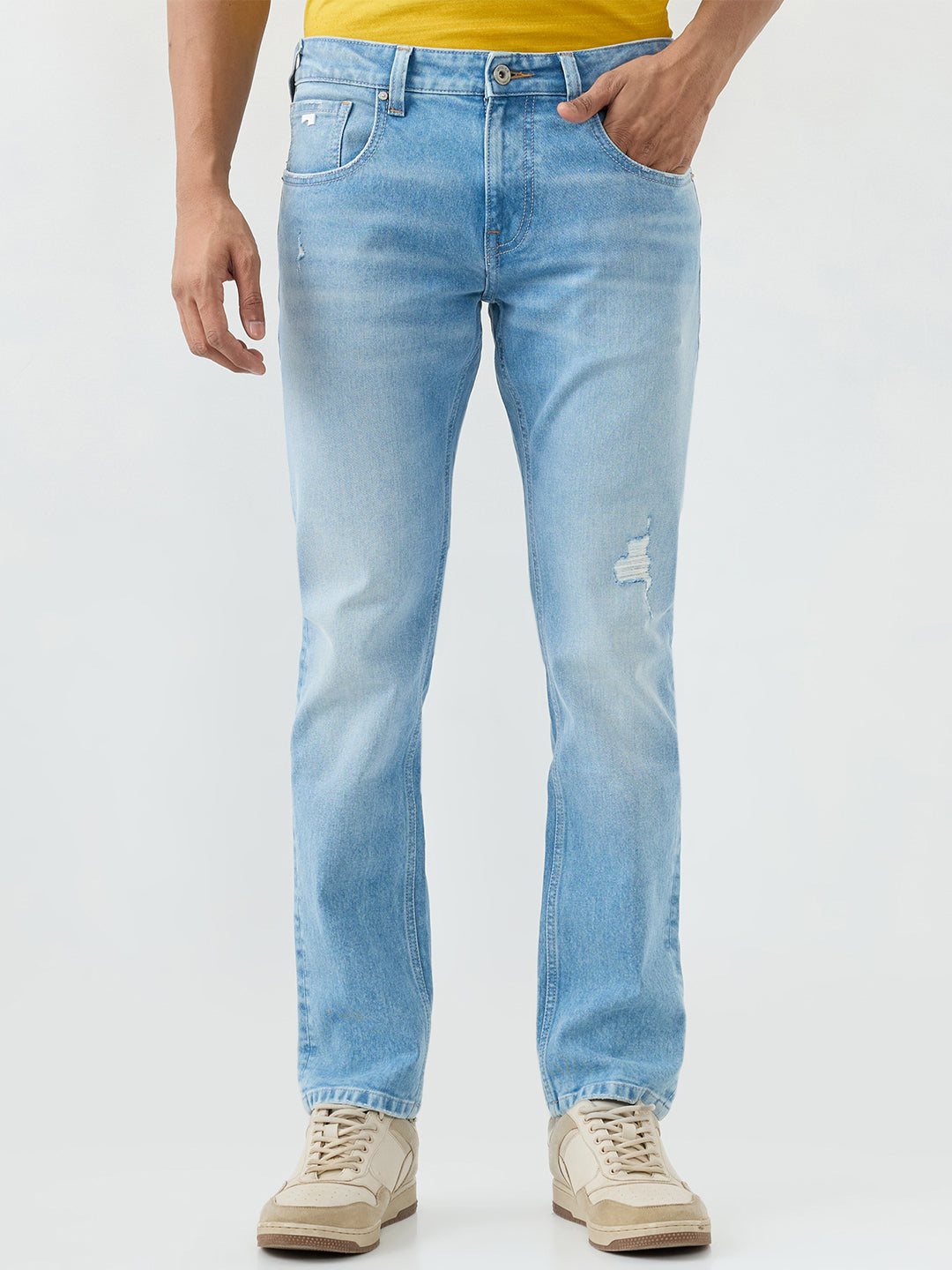 Spykar Light Blue Comfort Fit Mid Rise Jeans For Men
