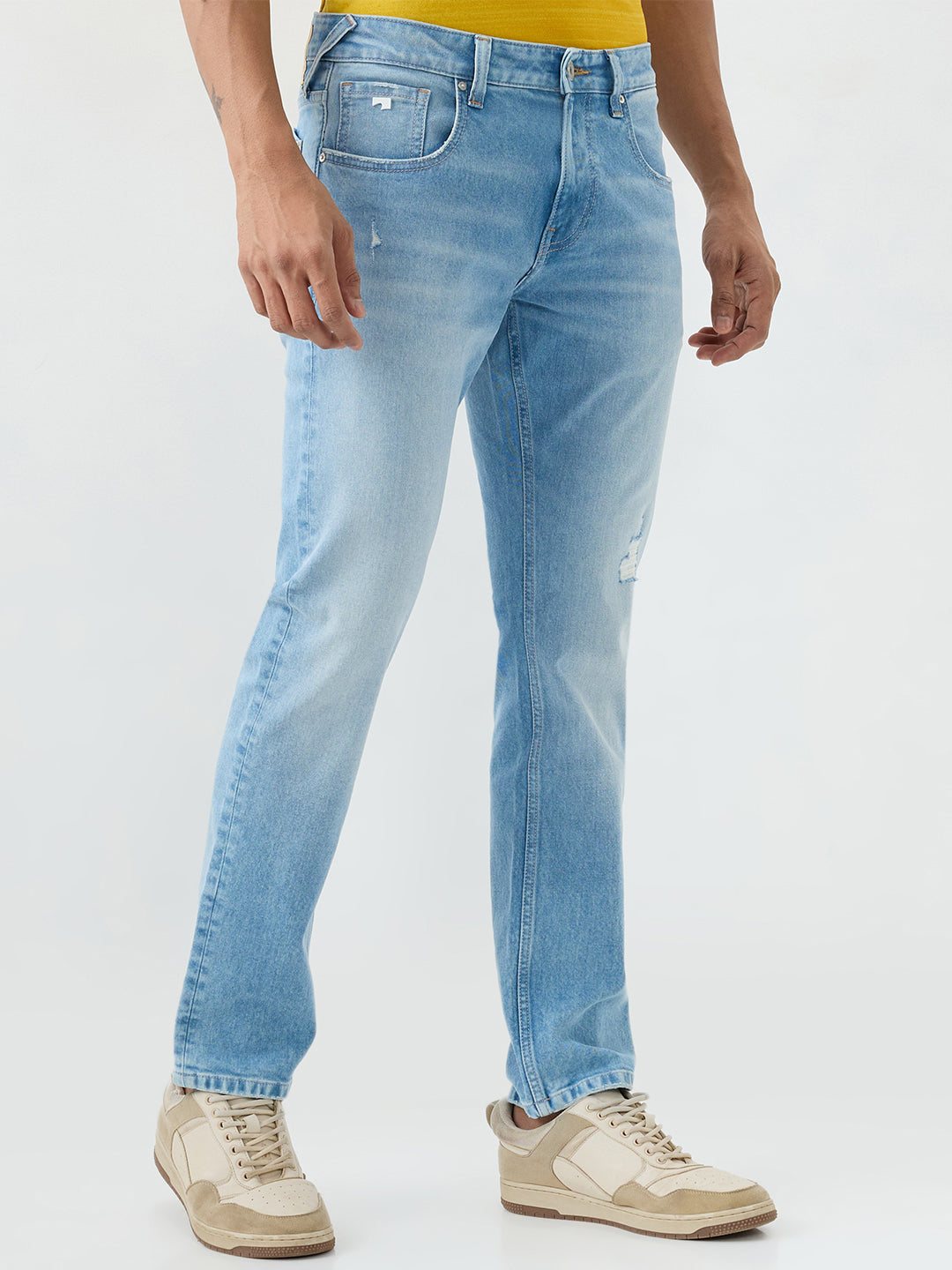 Spykar Light Blue Comfort Fit Mid Rise Jeans For Men