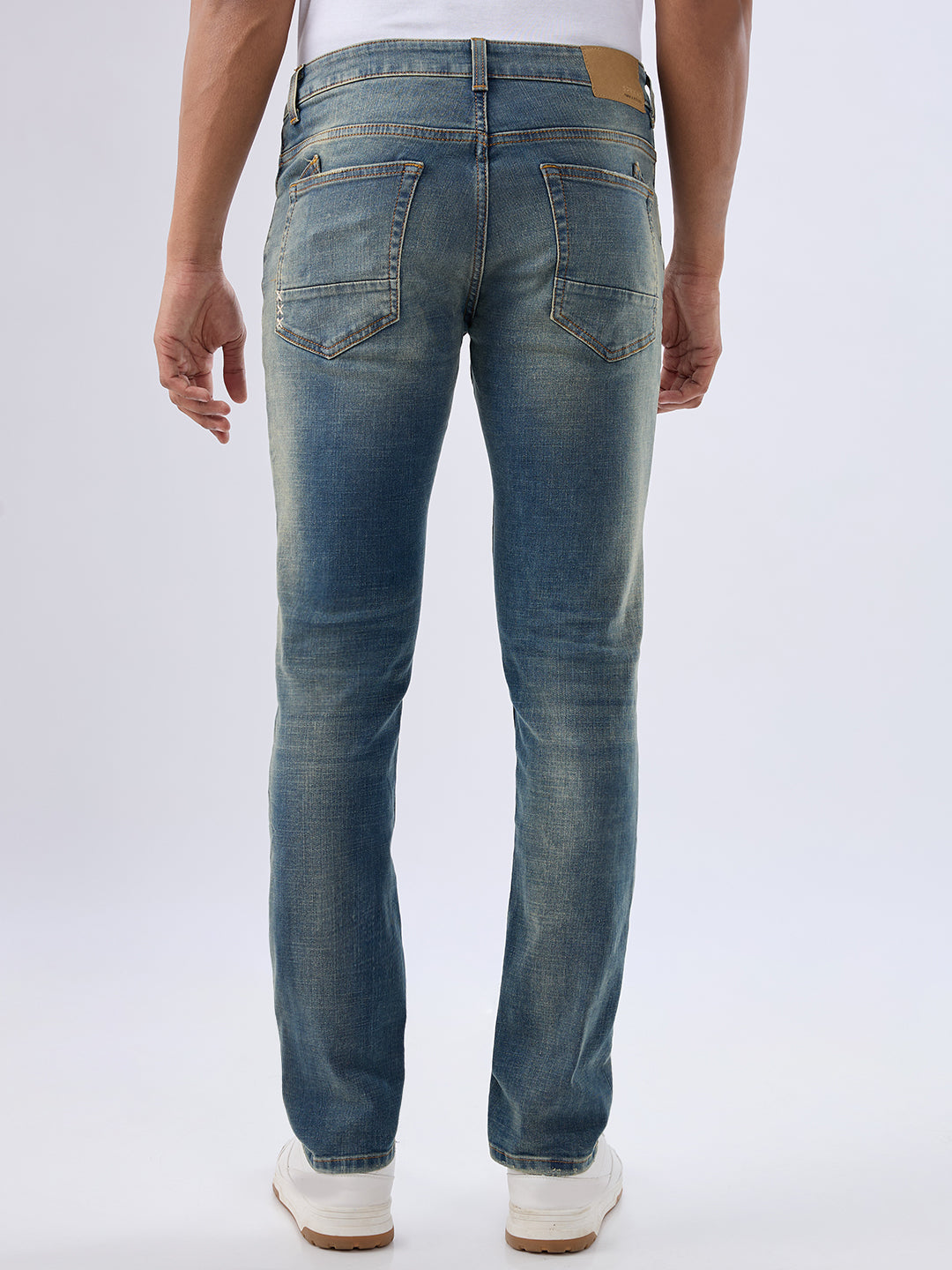 Spykar Vintage Blue Regular Fit Mid Rise Jeans For Men