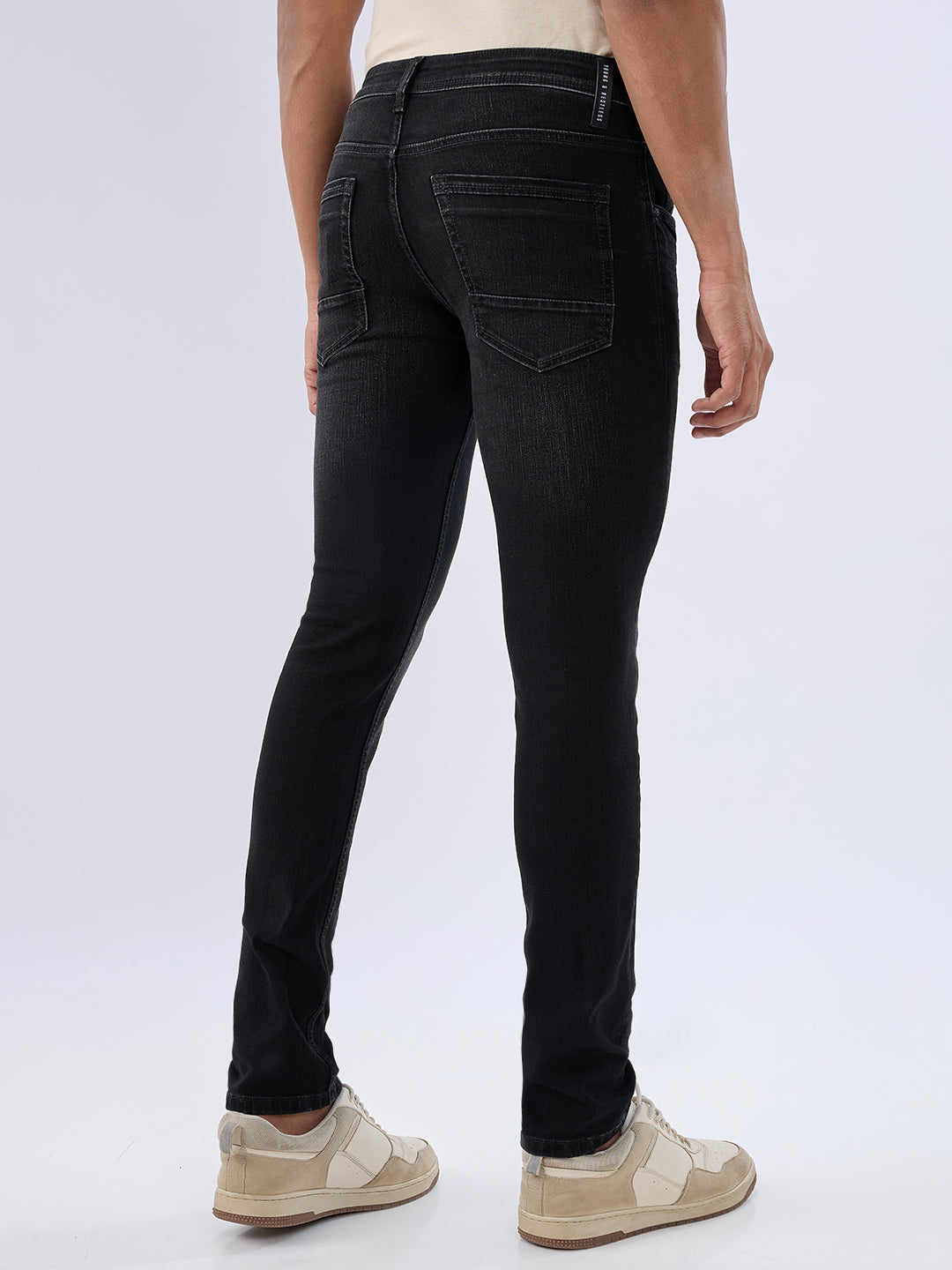 Spykar Carbon Black Slim Fit Low Rise Jeans For Men
