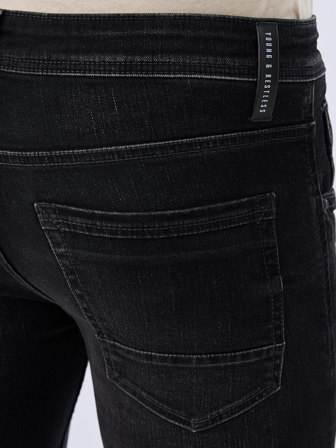 Men Kano Jeans Slim Fit Black Low Rise