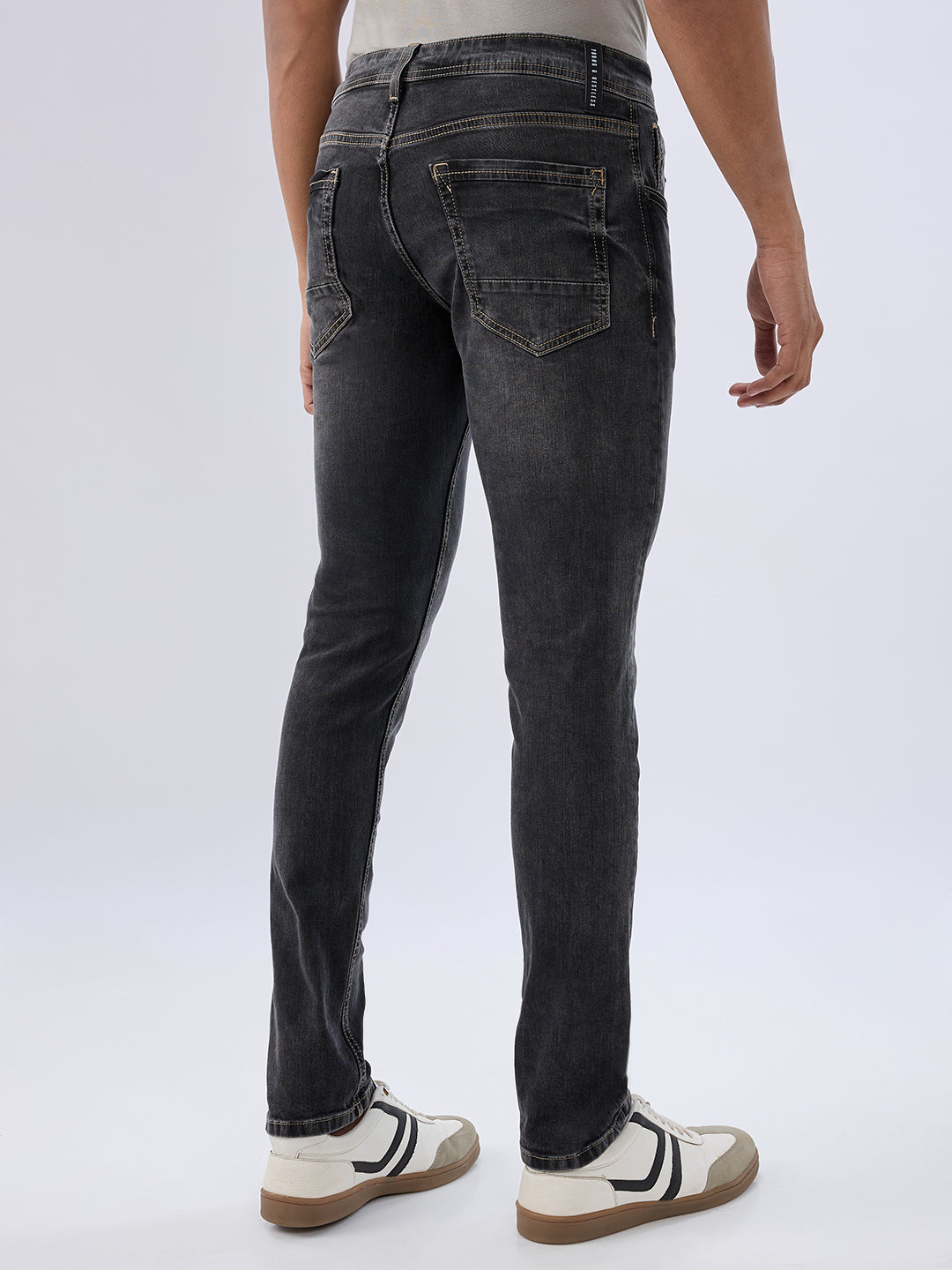 Spykar Carbon Black Slim Fit Low Rise Jeans For Men