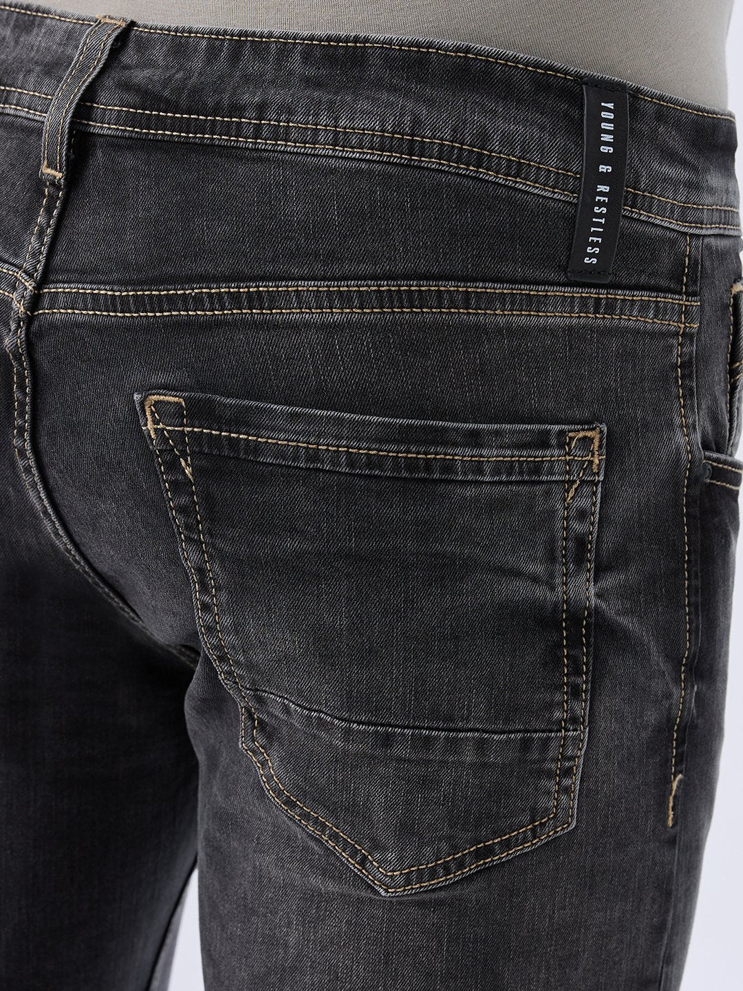 Men Kano Jeans Slim Fit Black Low Rise