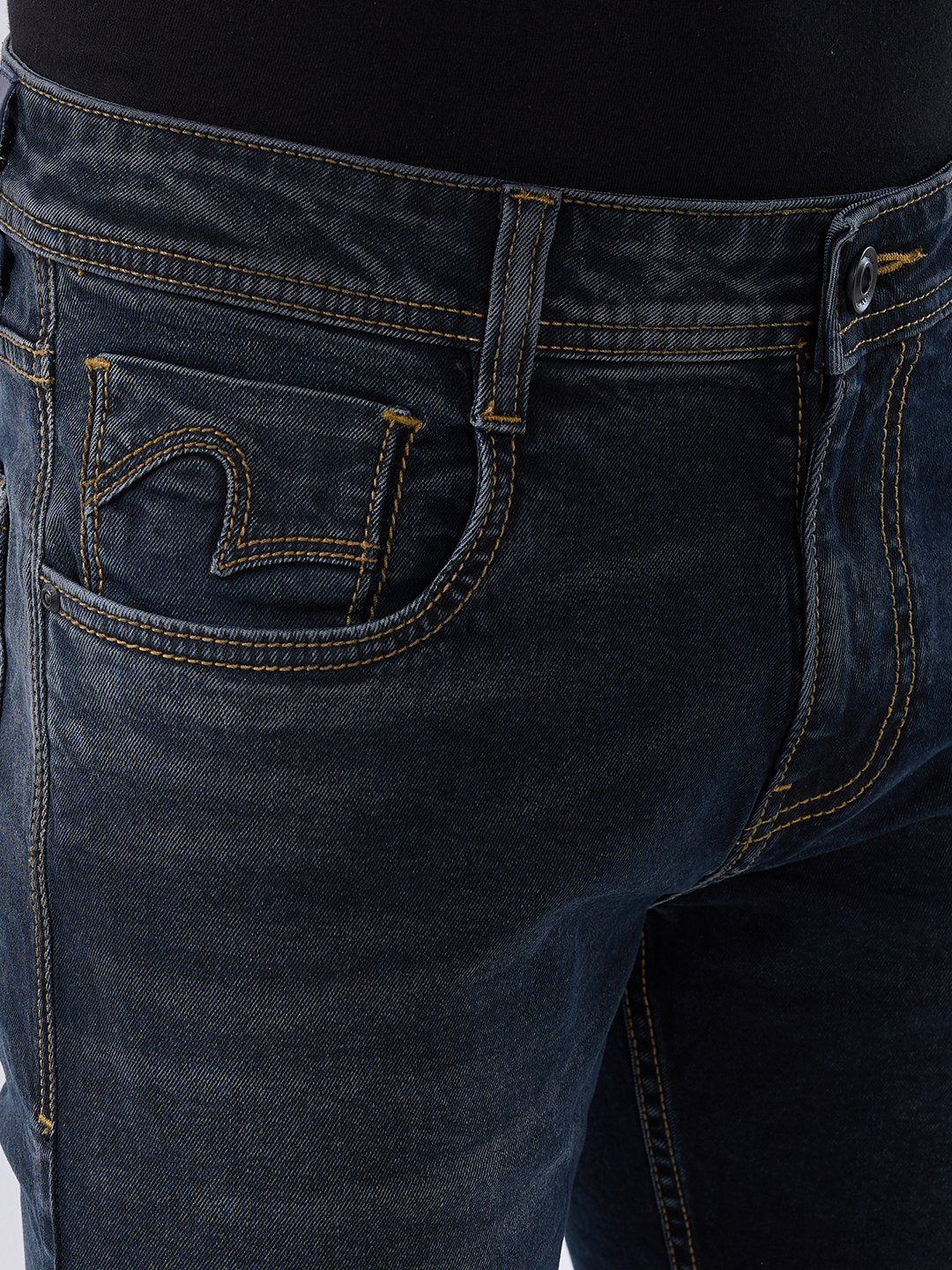 Spykar Black Regular Fit Mid Rise Jeans For Men