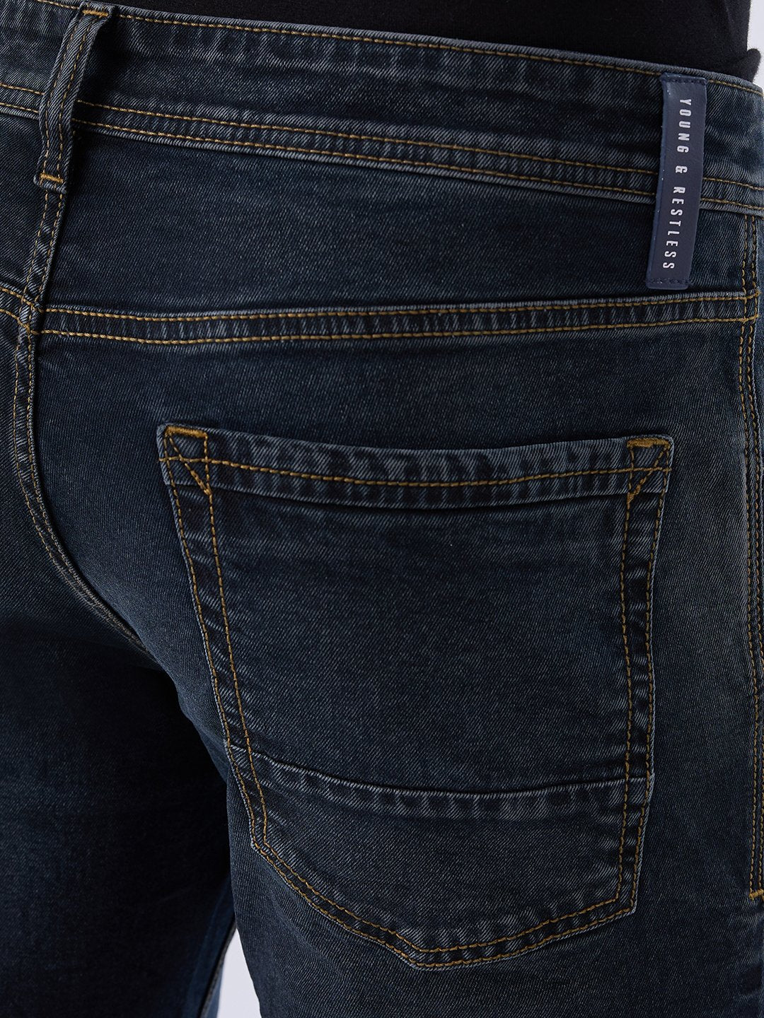 Men Jeans Regular Fit Black Mid Rise