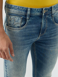 Men Kano Jeans Slim Fit Blue Low Rise