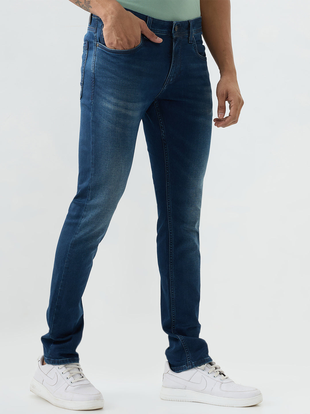 Men Kano Jeans Slim Fit Blue Low Rise